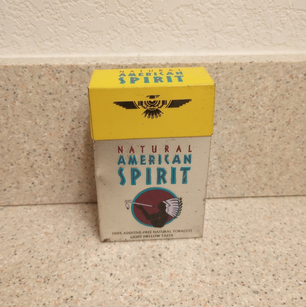 Natural American Spirit Cigarette Tin Case Empty Ultra Light Yellow Collector